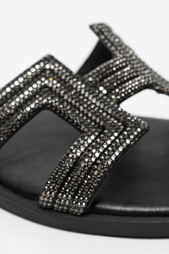 Pantoletten mit Strass - Black