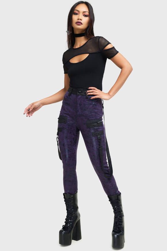 Asmodea pants with crackle pattern - Purple + Black
