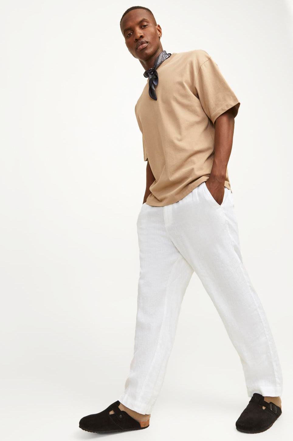 Pantaloni chino Lawrence in lino - Bright White