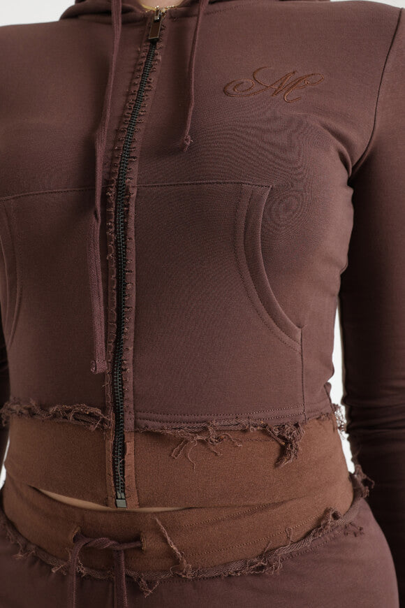 Giacca felpata con cappuccio - marrone