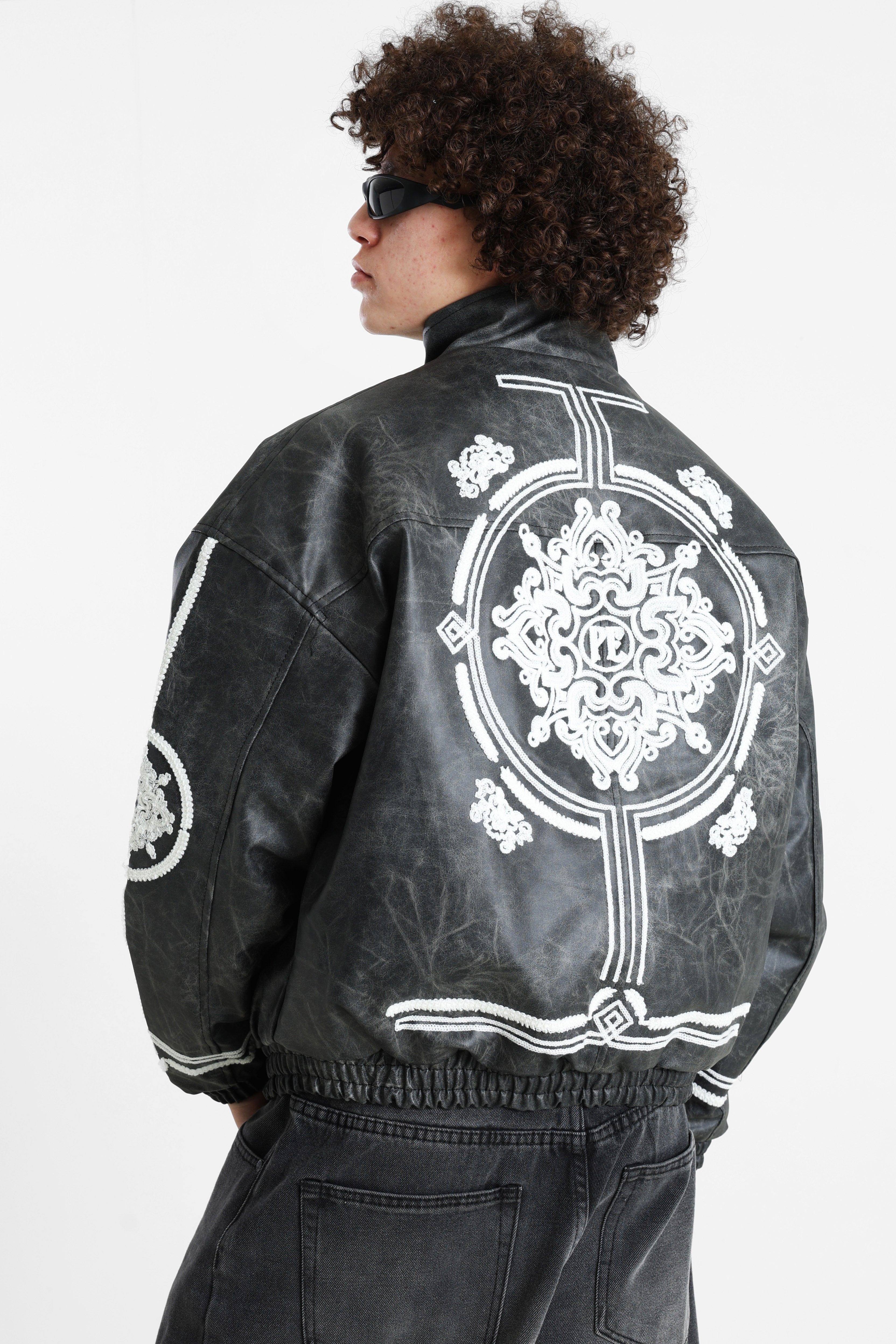 Faux leather jacket - Black Washed