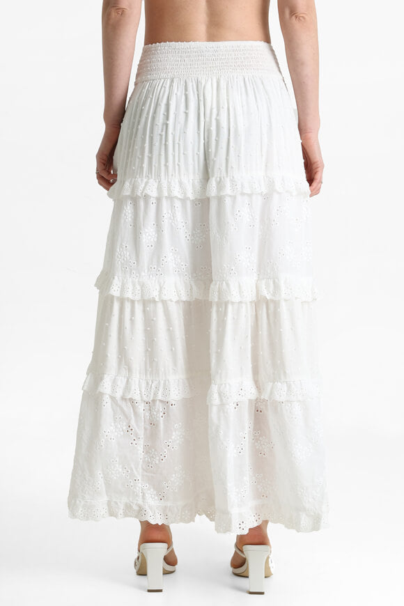 Maxi gonna con volant - Offwhite