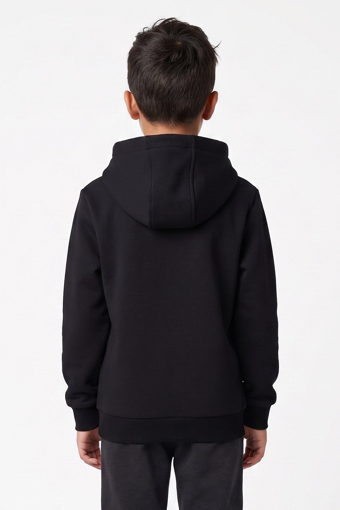 Felpa con cappuccio soffice e zip - Black
