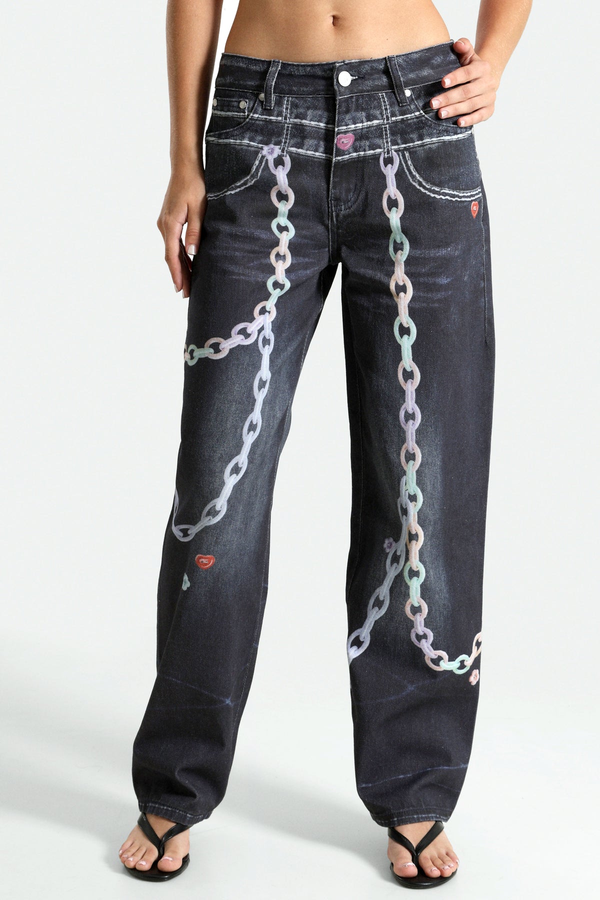 Jean baggy fit - Bleu foncé + Multicolor