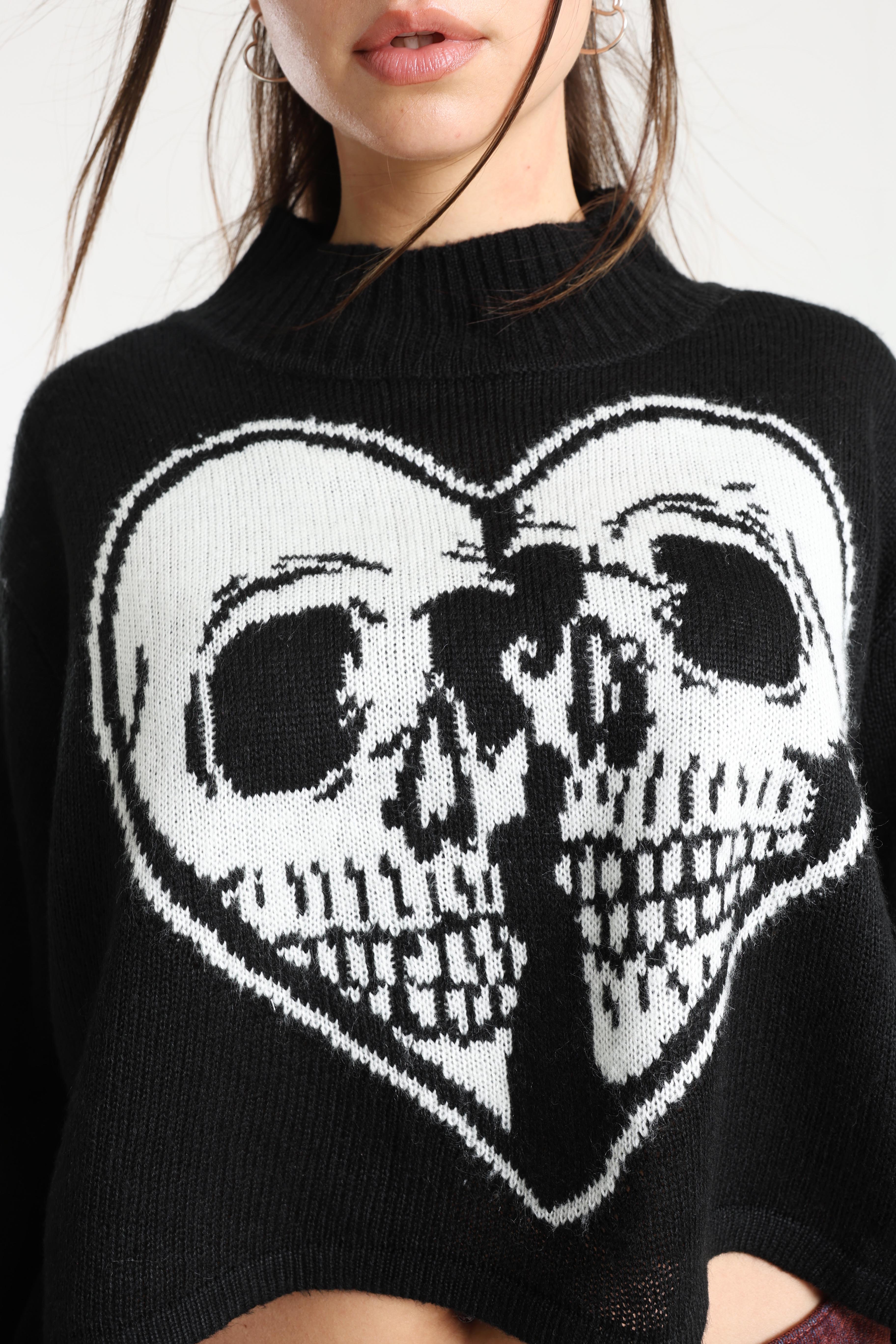 Amoret crop knit sweater - Black