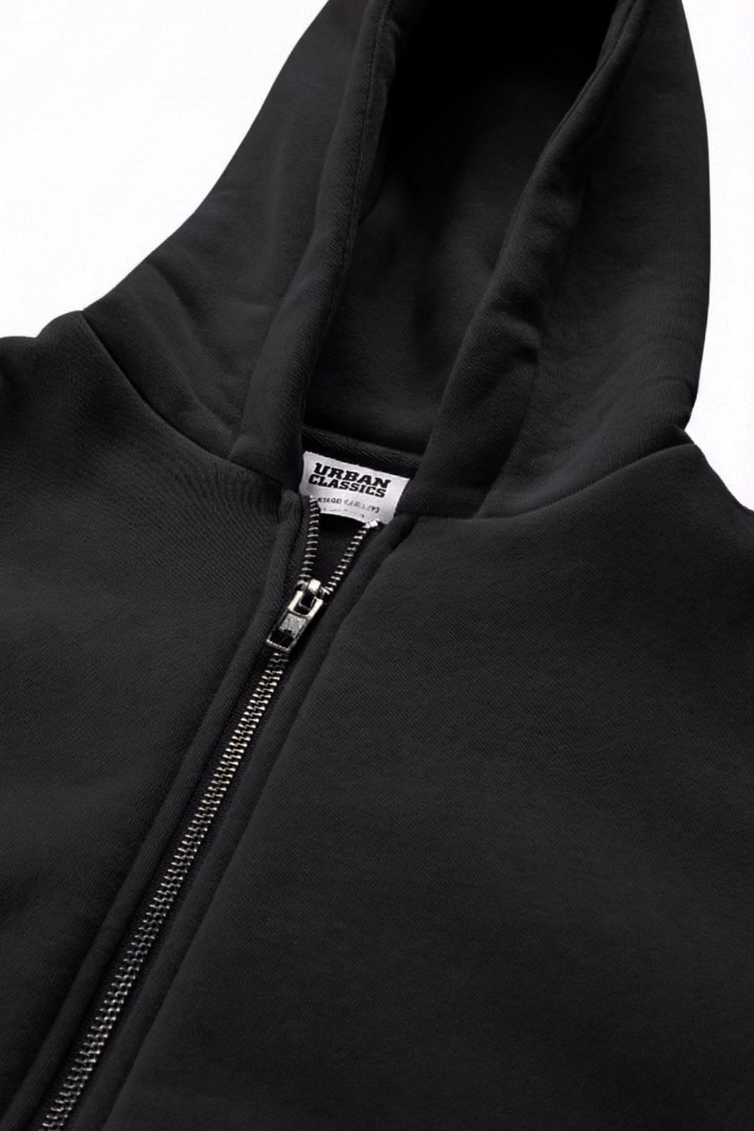 Felpa con cappuccio soffice e zip - Black