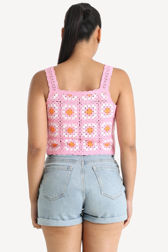 ONLAMARI Crochet Crop Top - Camellia Rose