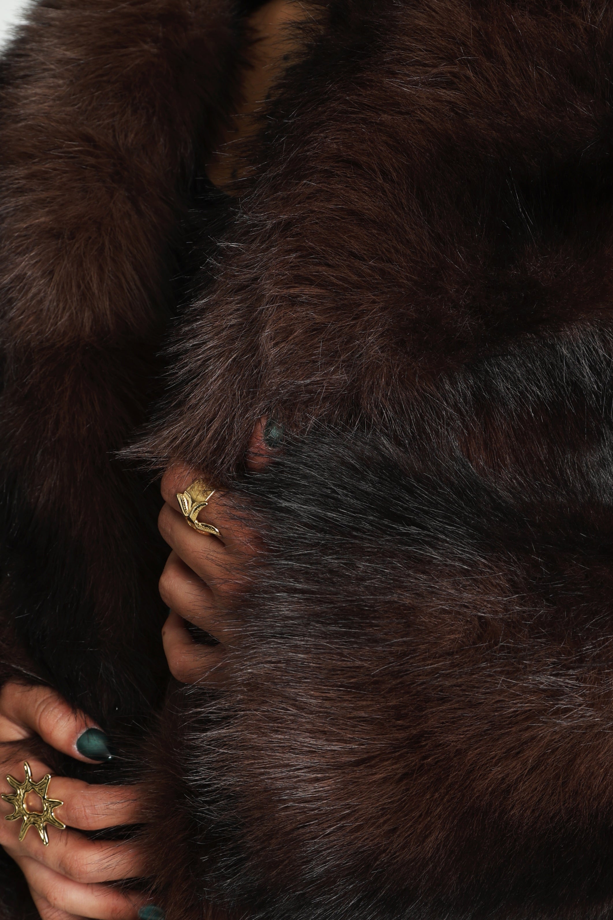 Manteau court en fourrure synthétique - Brown