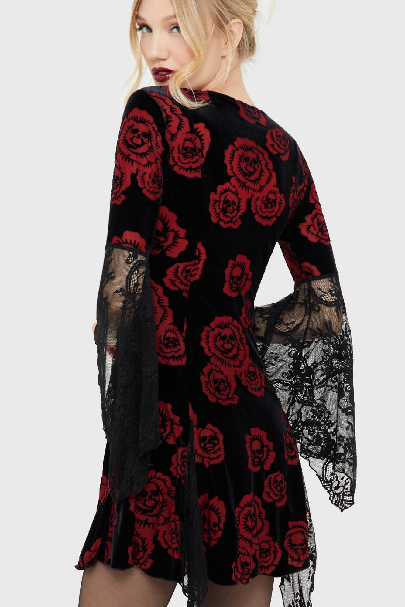 Mini velvet dress - Black + Red