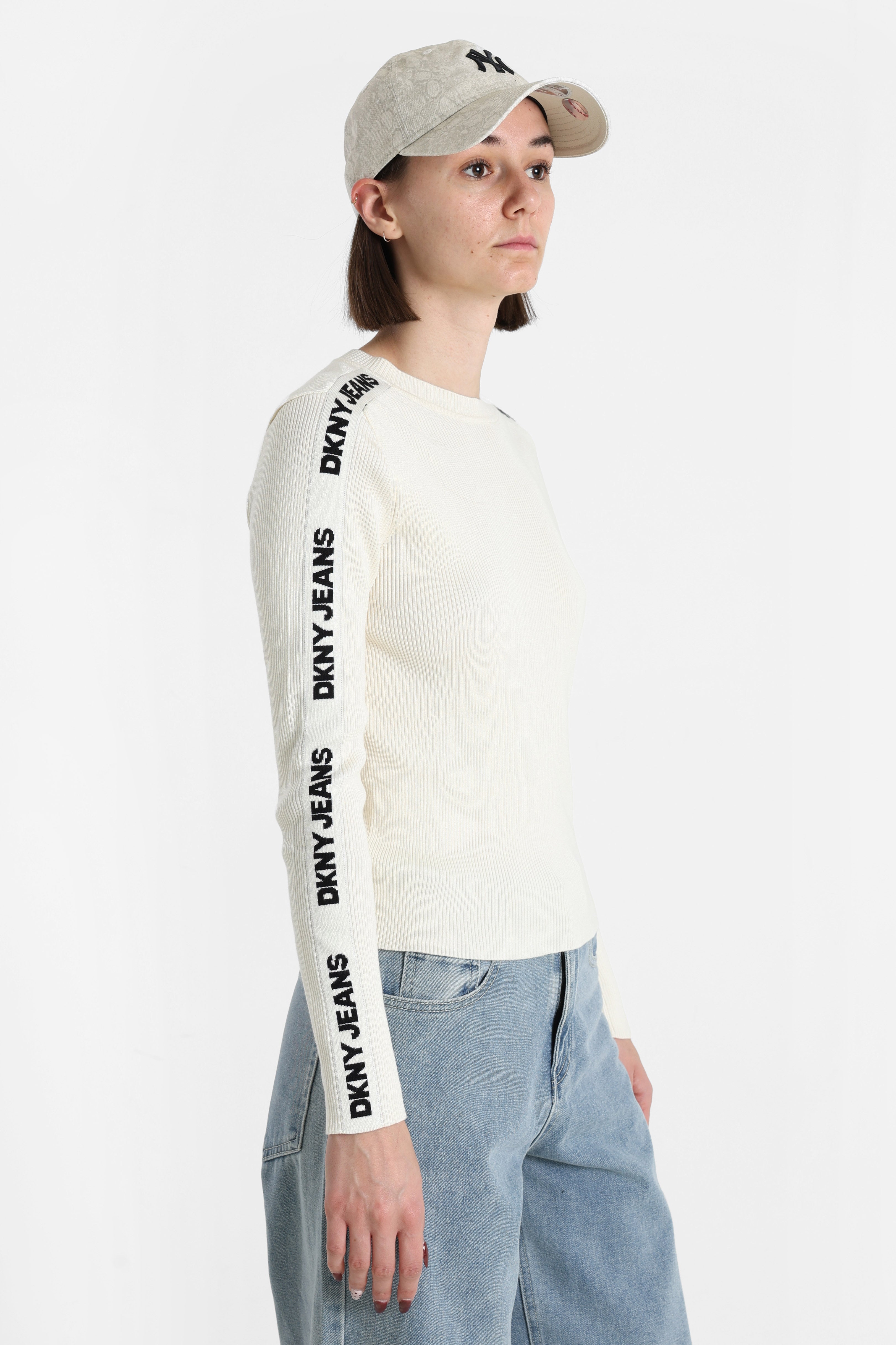 Gerippter Feinstrickpullover - Eggnog
