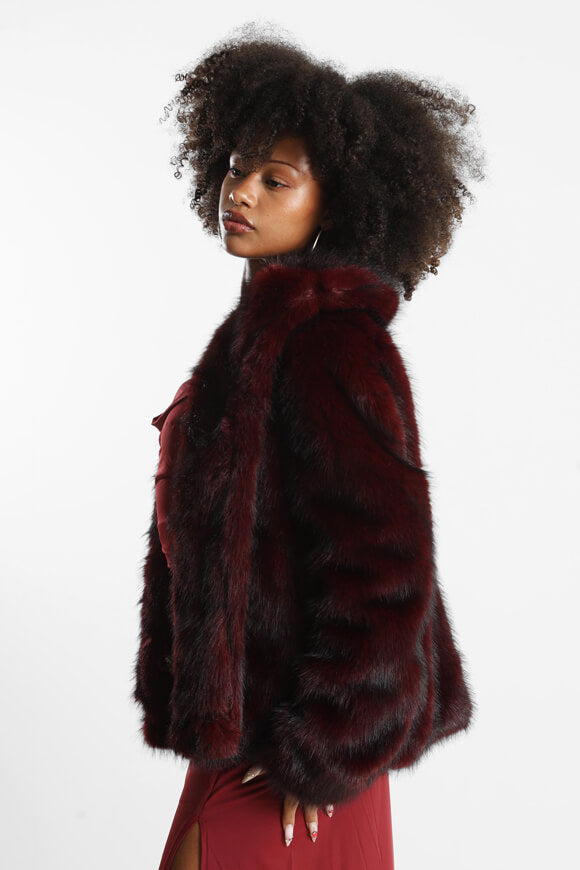 Cappotto in pelliccia sintetica - Bordeaux