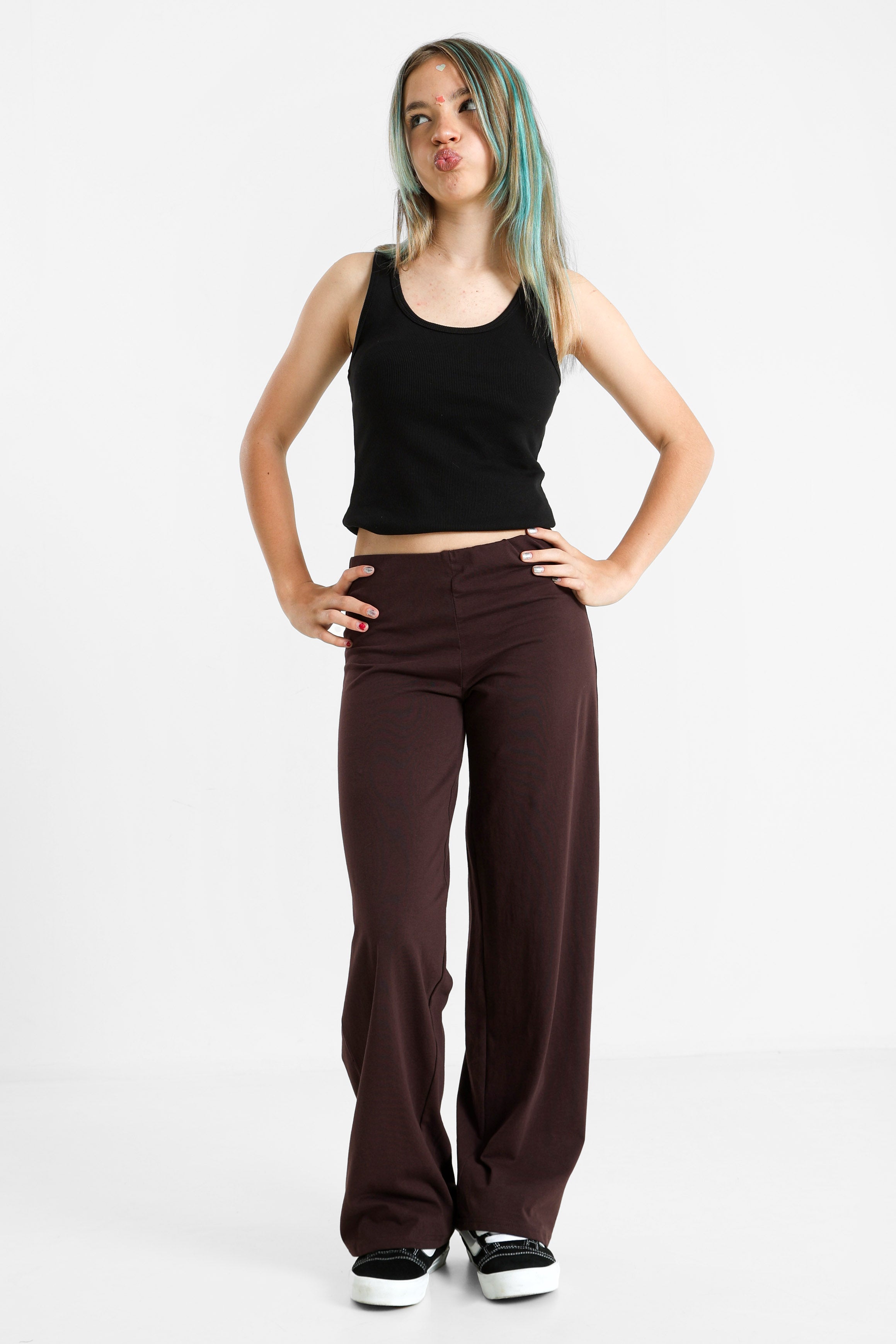 Wide Leg Hose - Dunkelbraun