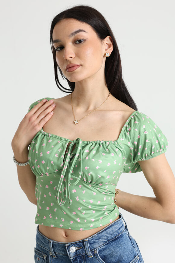 Off Shoulder Crop Shirt - Grün