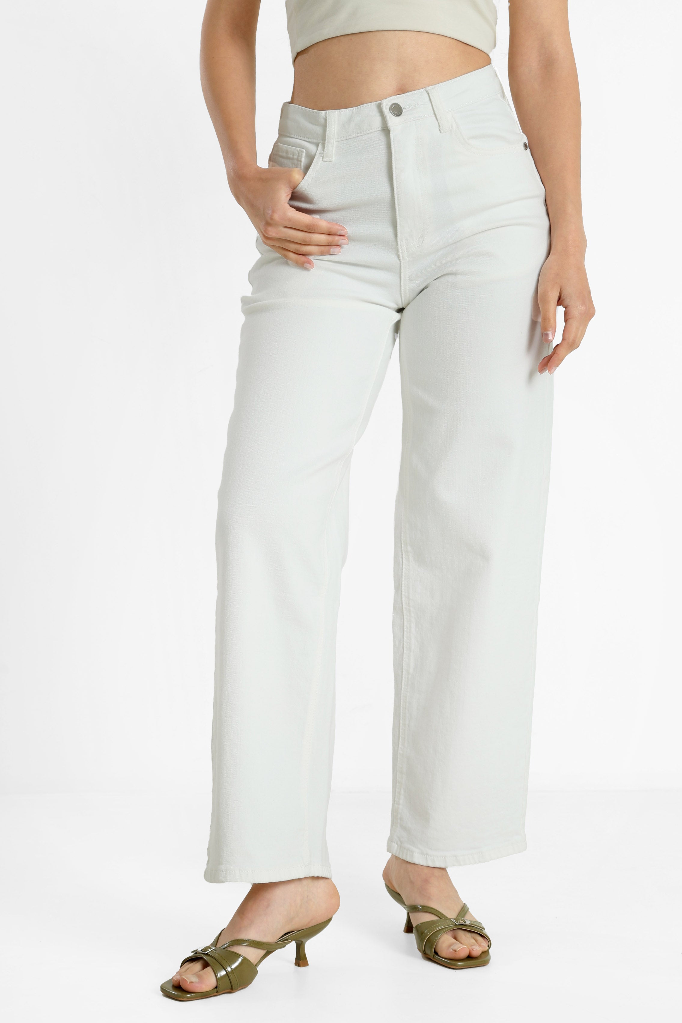 Wide Leg Jeans - Offwhite