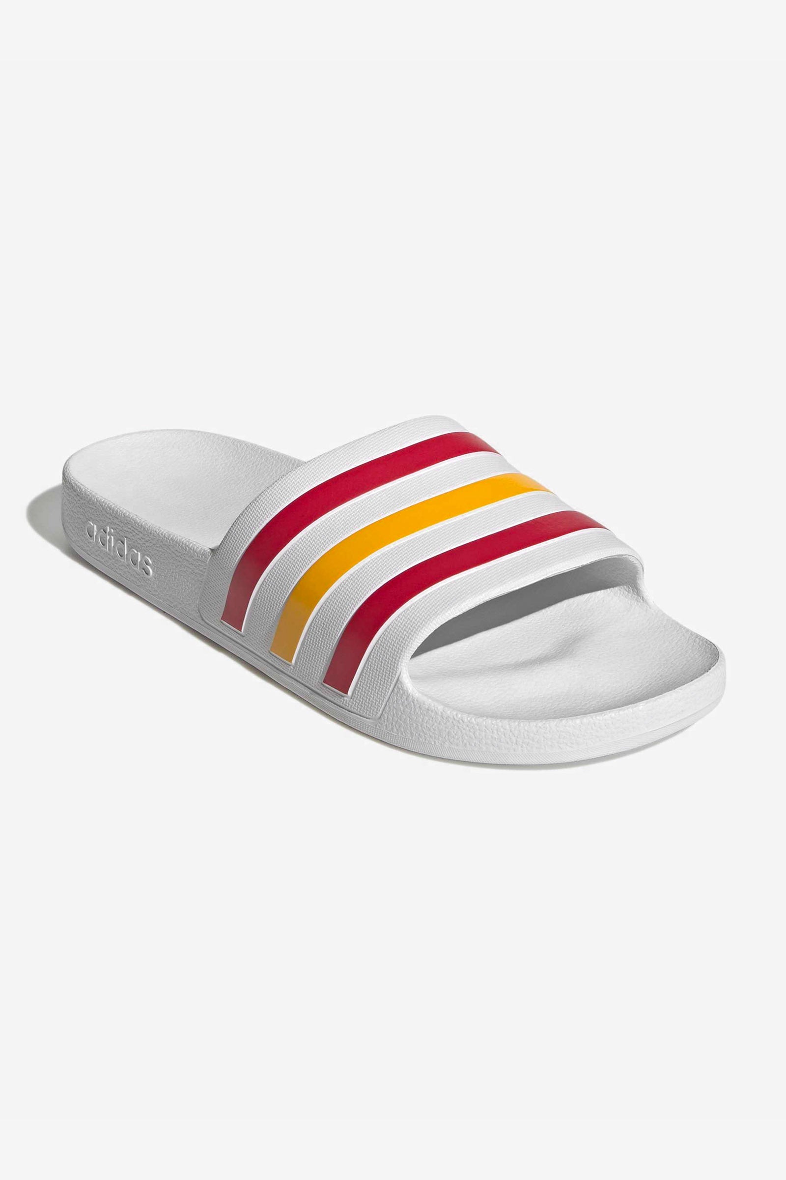 Adilette Aqua Pantoletten - Footwear White + Team Power Red + Crew Yellow