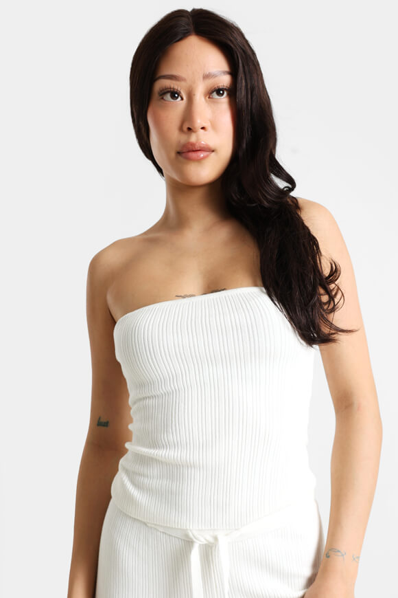 Top bandeau côtelé - Ecru