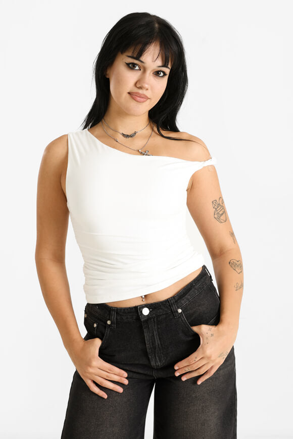 One Shoulder Crop Top - Offwhite