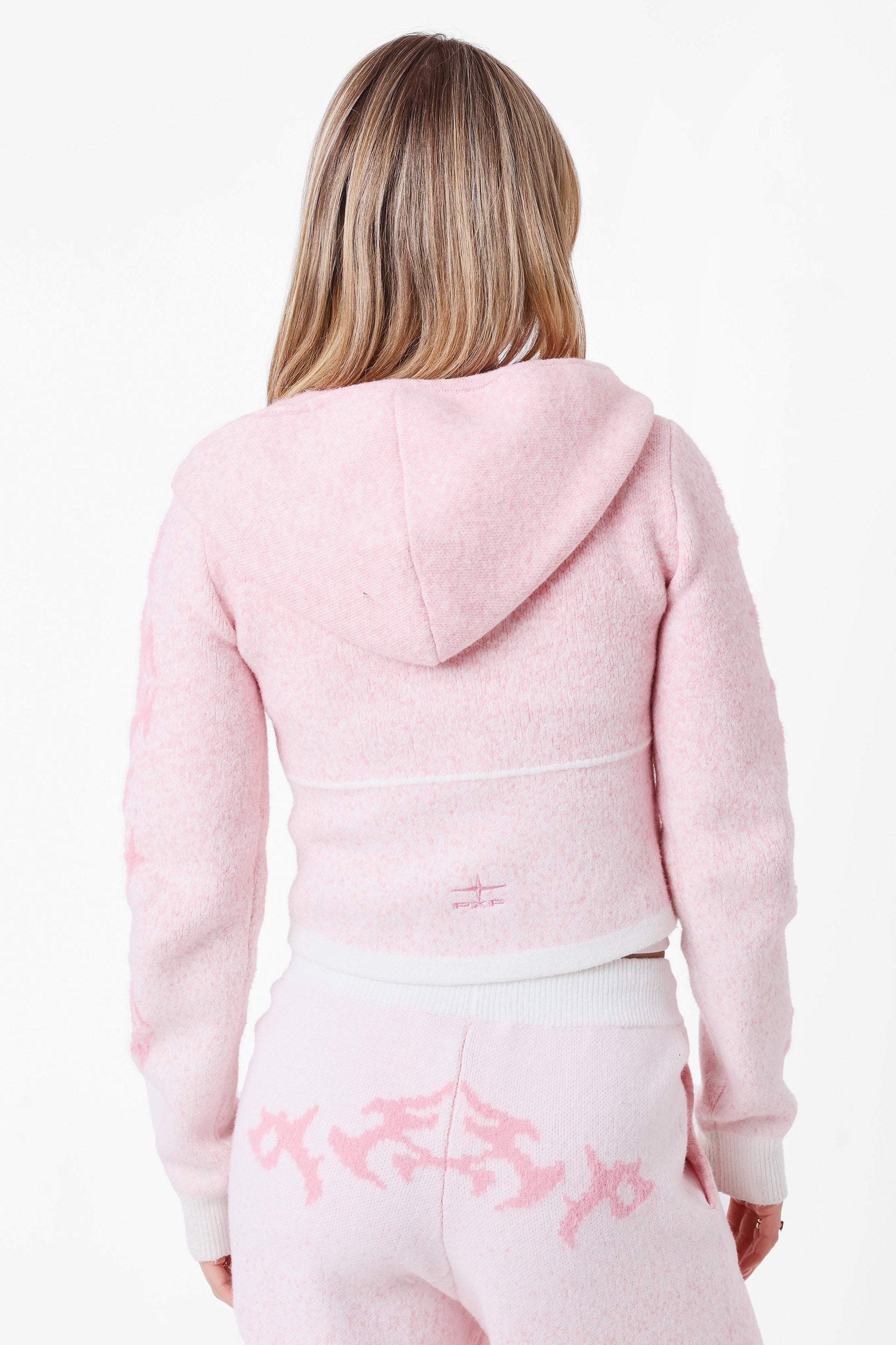 Short knitted jacket - Pink + Offwhite