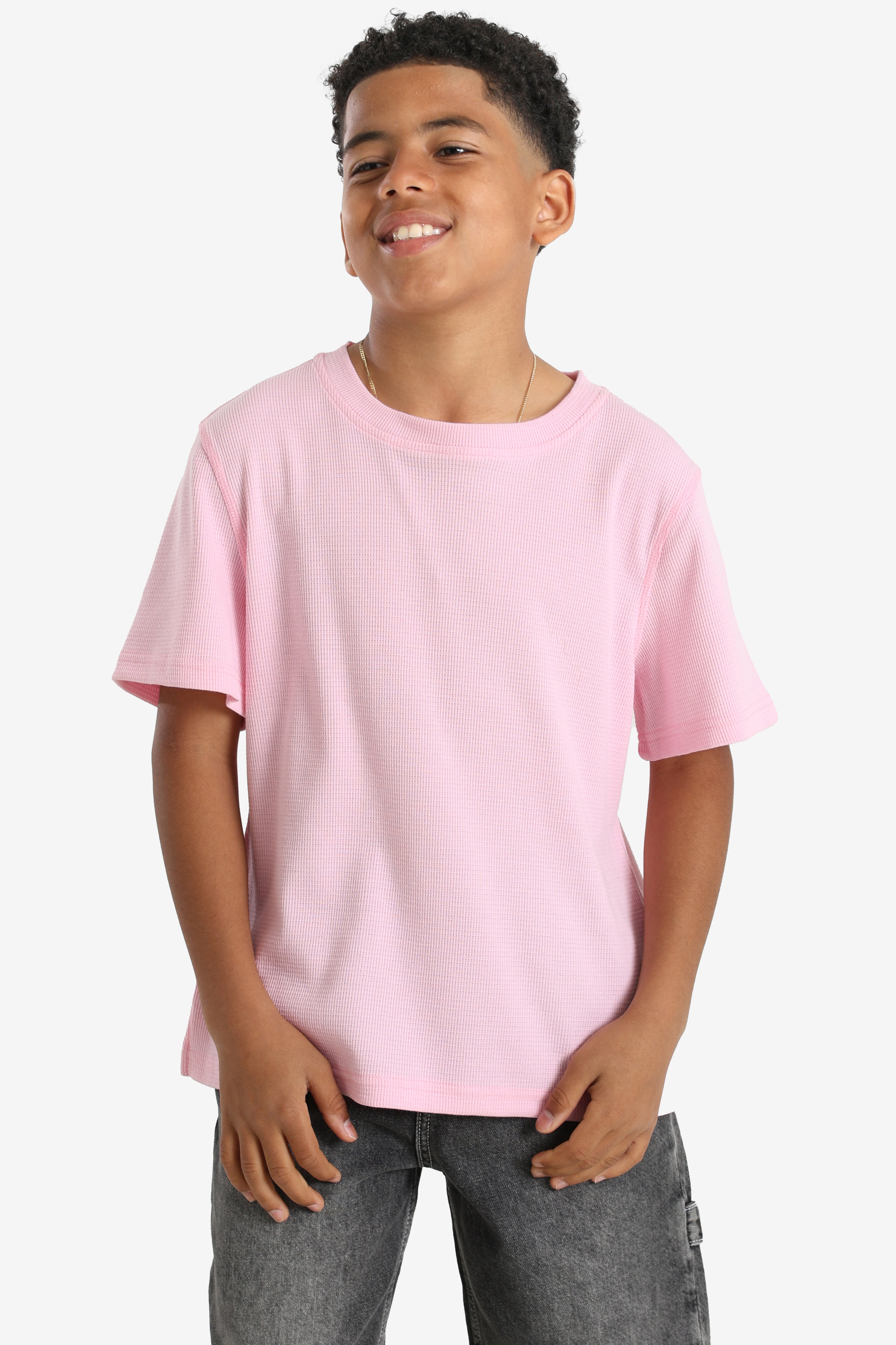 Structured fabric T-shirt - Flamingo