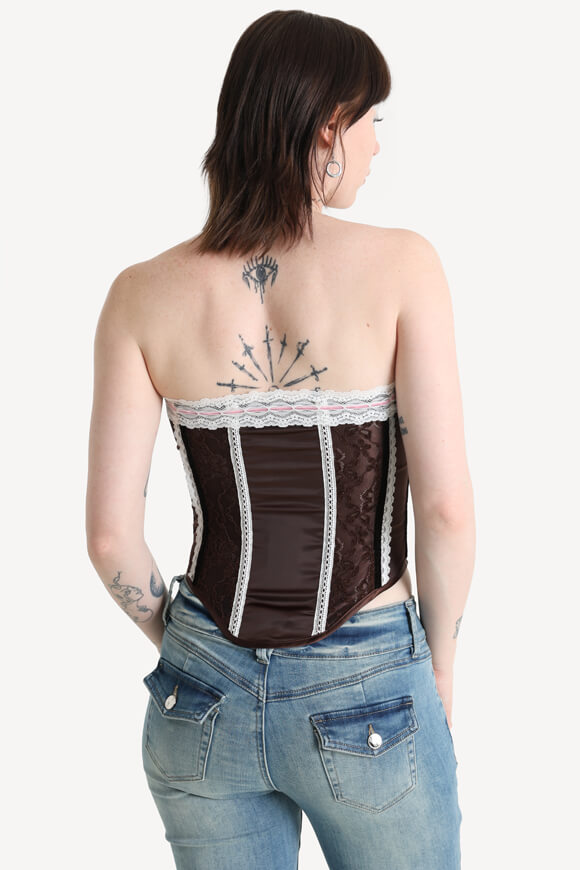 Satin corsage top - dark brown