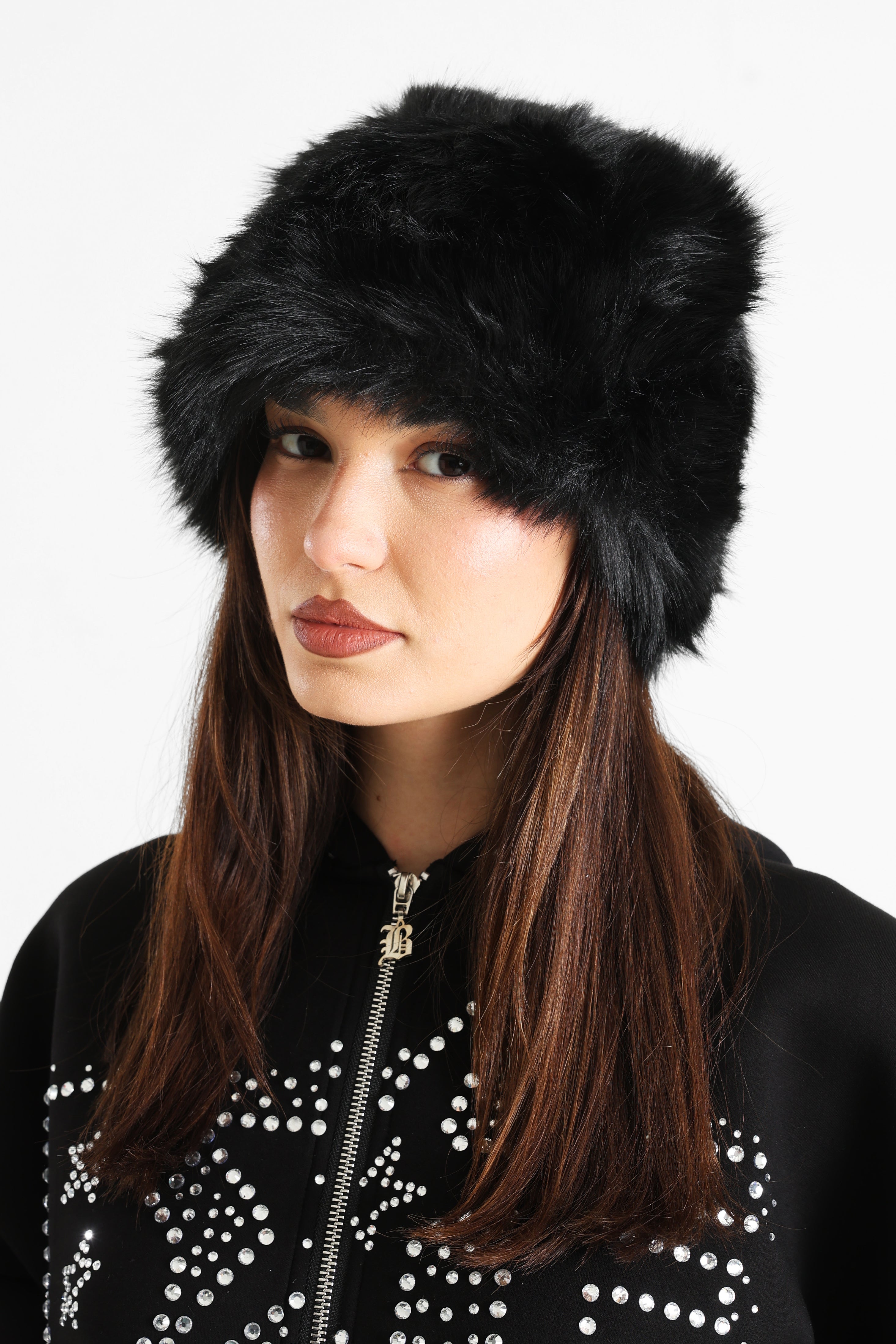 Chapeau en fourrure synthétique - Black