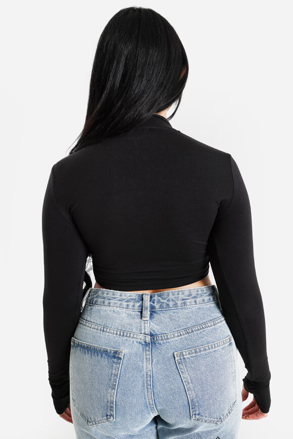 Crop Langarmshirt - Schwarz