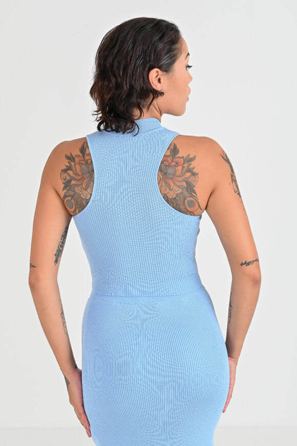 Top in maglia a coste - azzurro