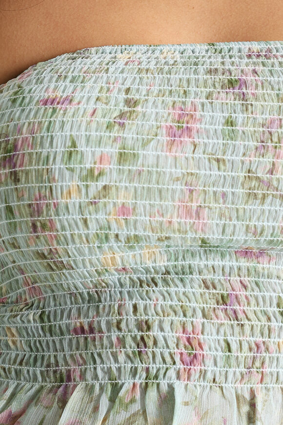 Crop top a fascia smocked - verde