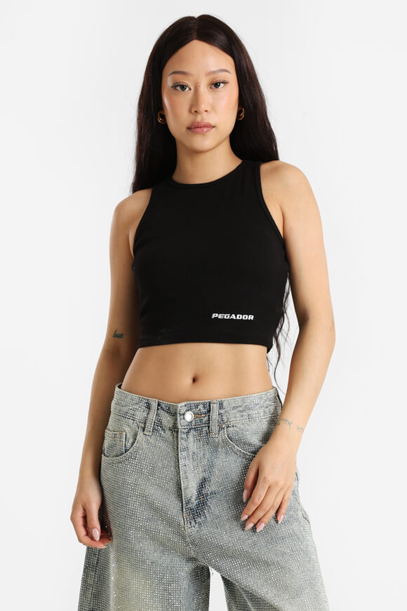 Geripptes Crop Tanktop - Black