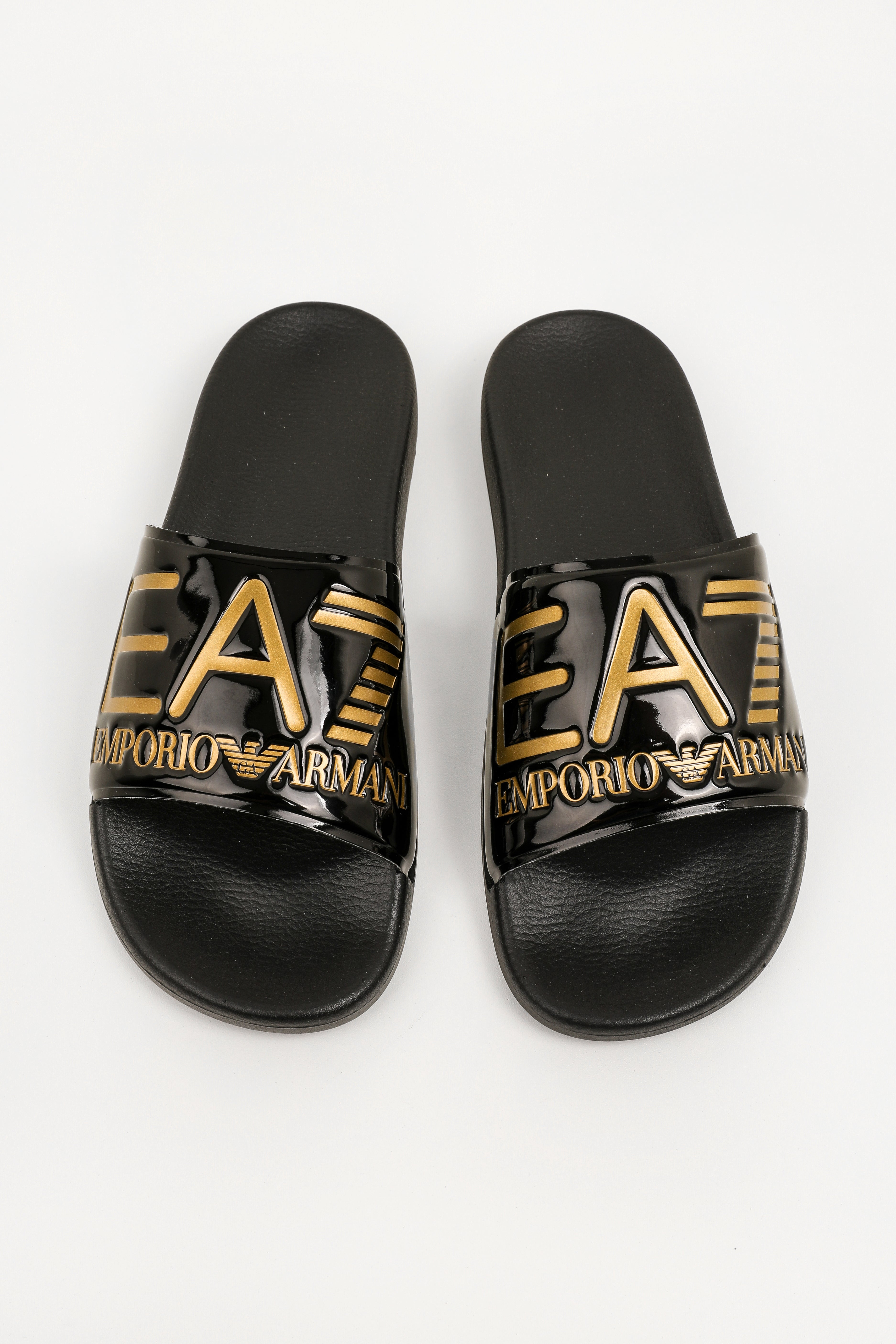 Pantoletten - Schwarz + Goldfarbe