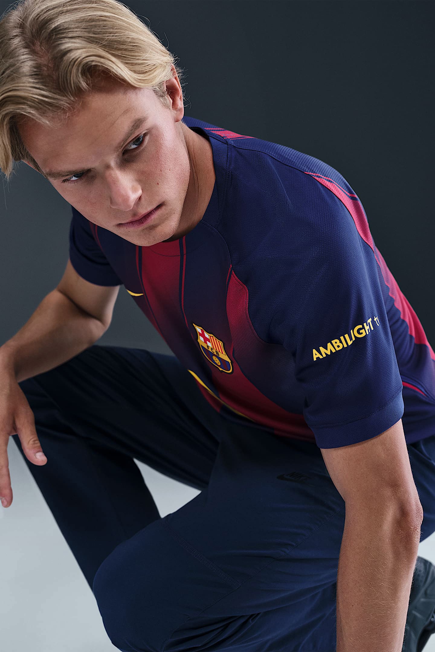 T-shirt FC Barcelona 2025/26 in mesh - Deep Royal Blue + Noble Red + Midwest Gold
