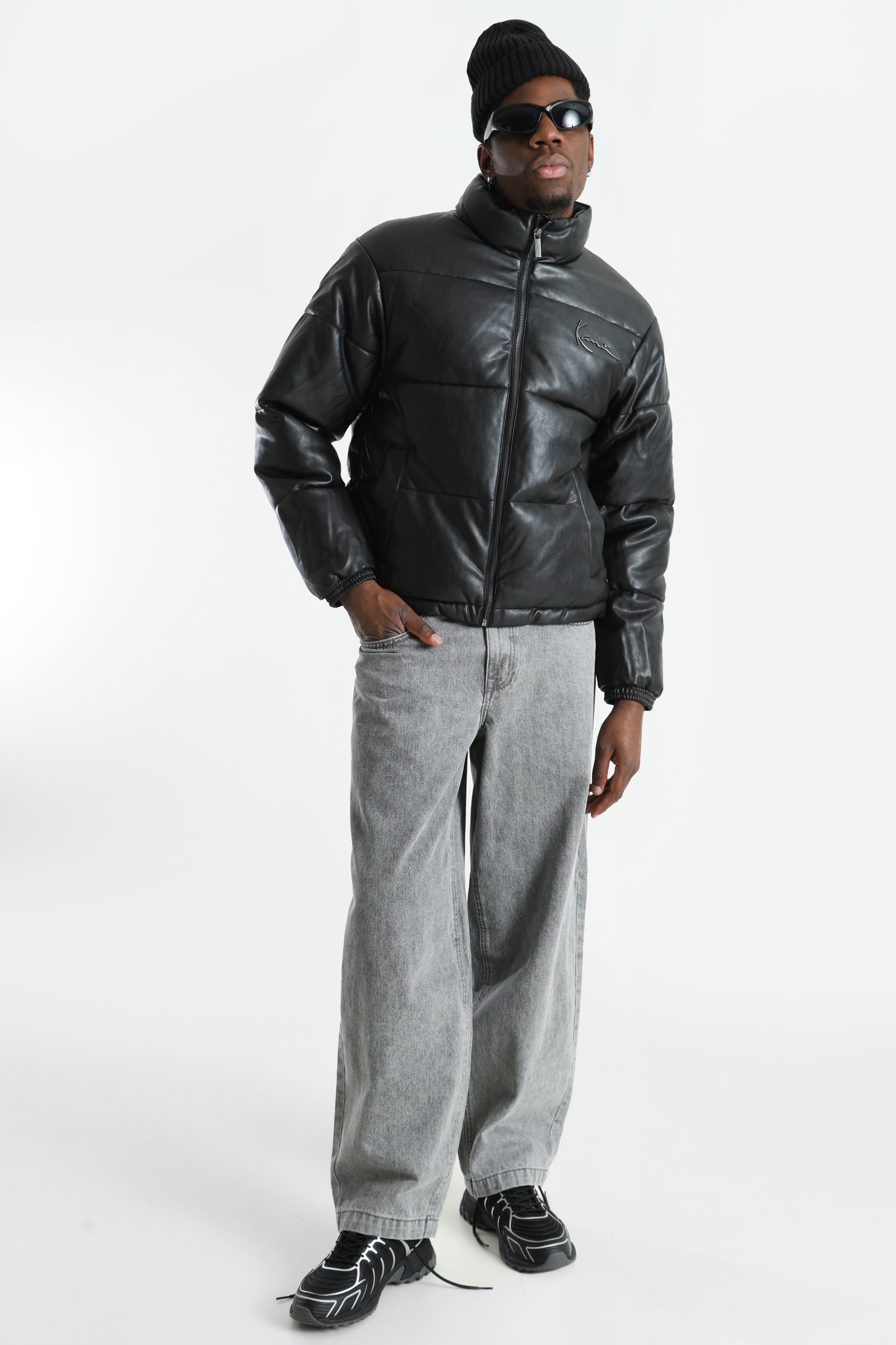 Veste matelassée en similicuir - Black