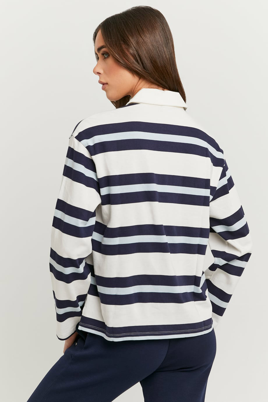 Langarmshirt - Offwhite + Navy + Blue