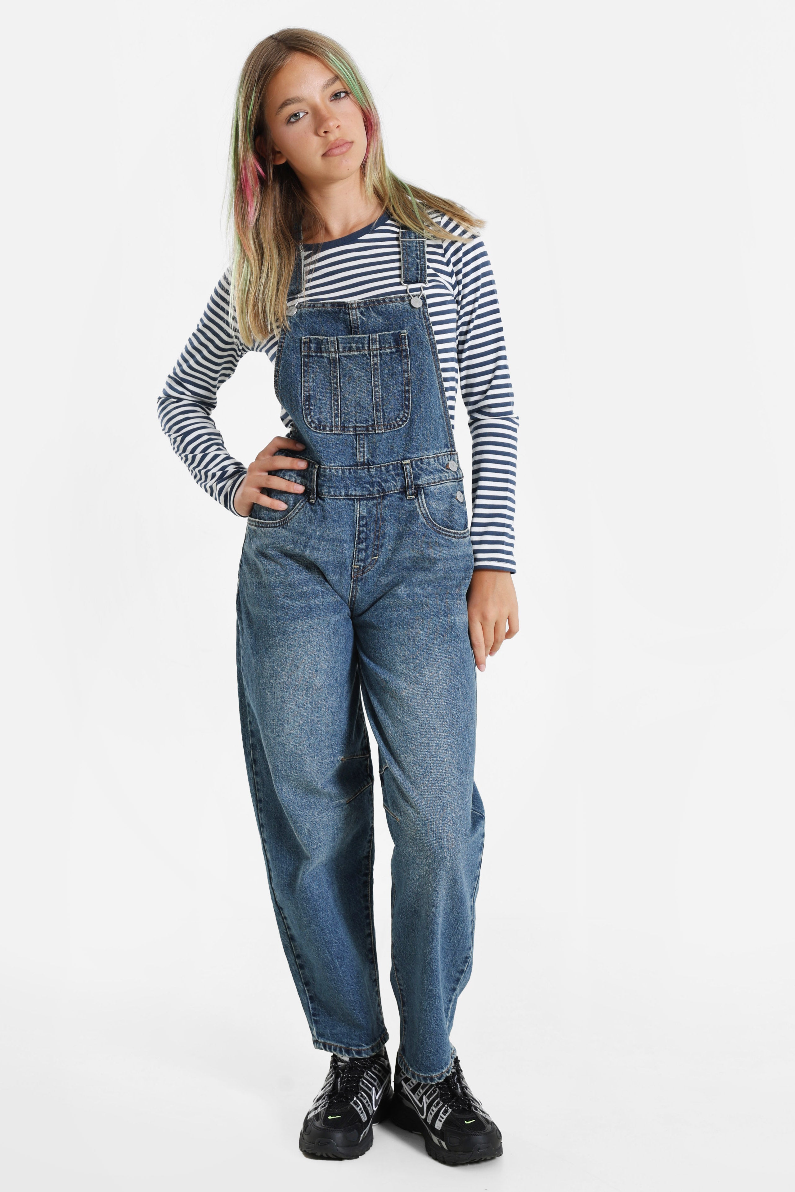 Baggy Barrel Fit Jeans Latzhose - Sunday Morning Sky