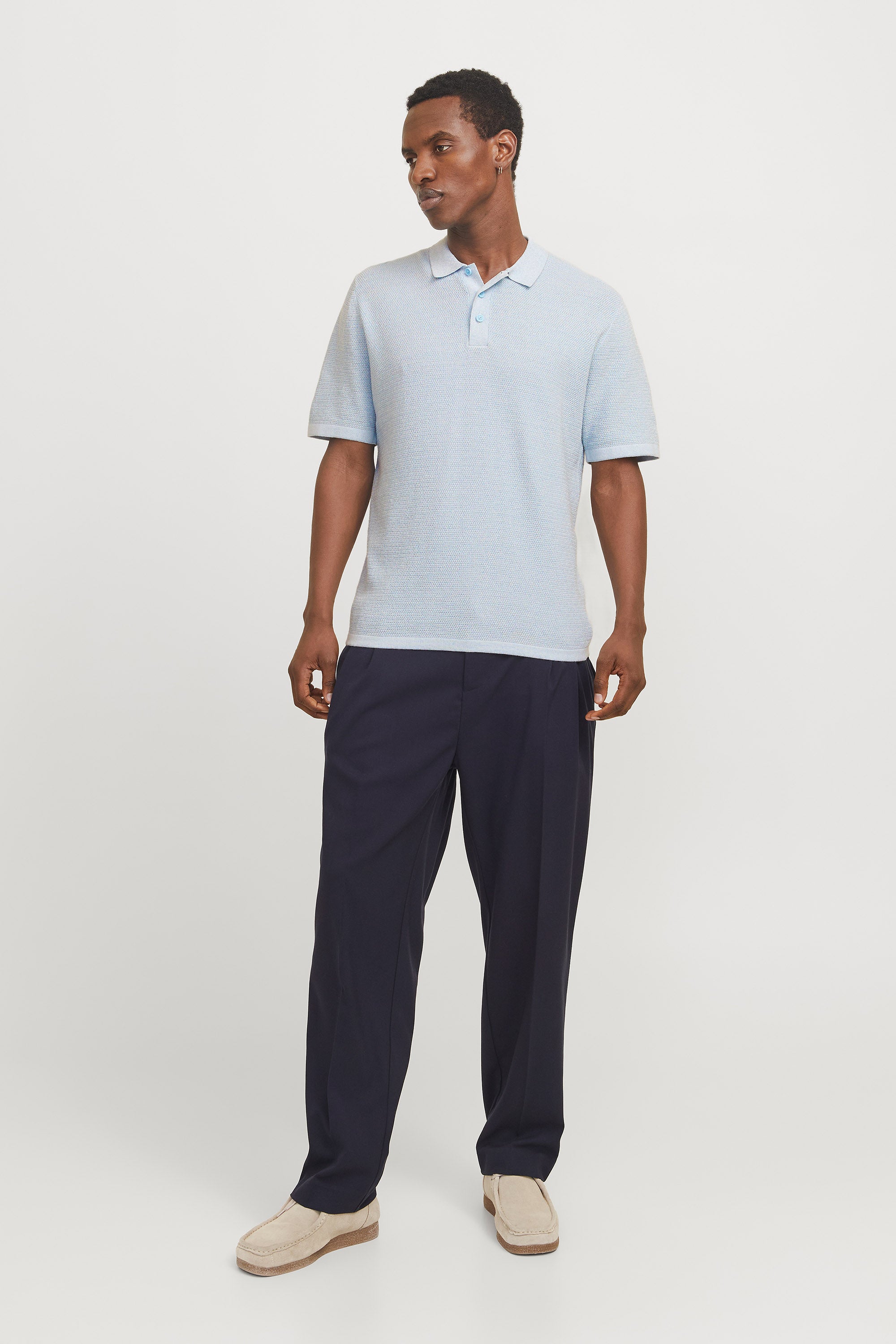 JJEGEORGE polo en tricot - Chambray Blue
