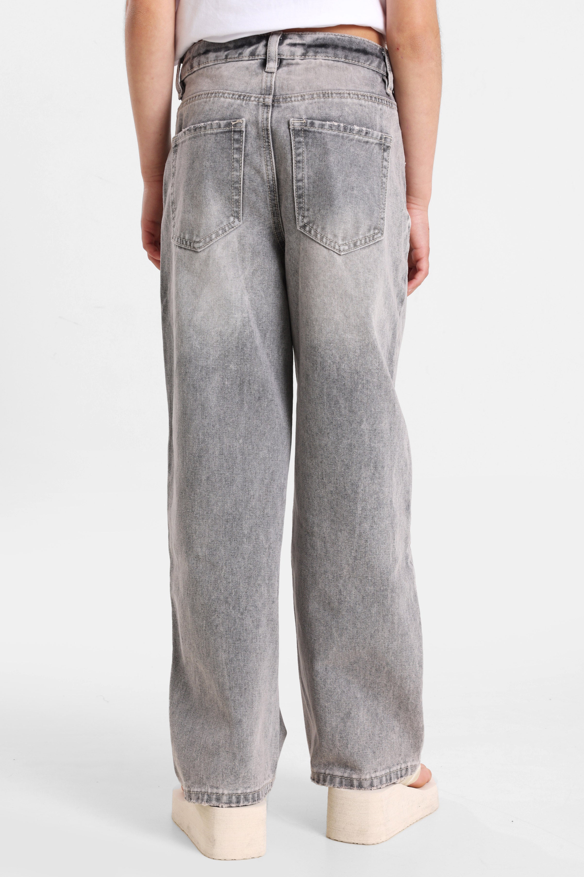 Wide Leg Jeans - Gewaschen Grau