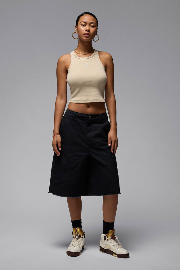 Ribbed crop tank top - Rattan