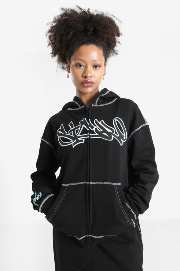 Oversize Kapuzensweatjacke - Schwarz