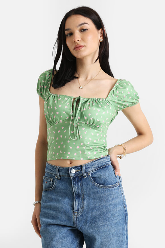 Off Shoulder Crop Shirt - Grün