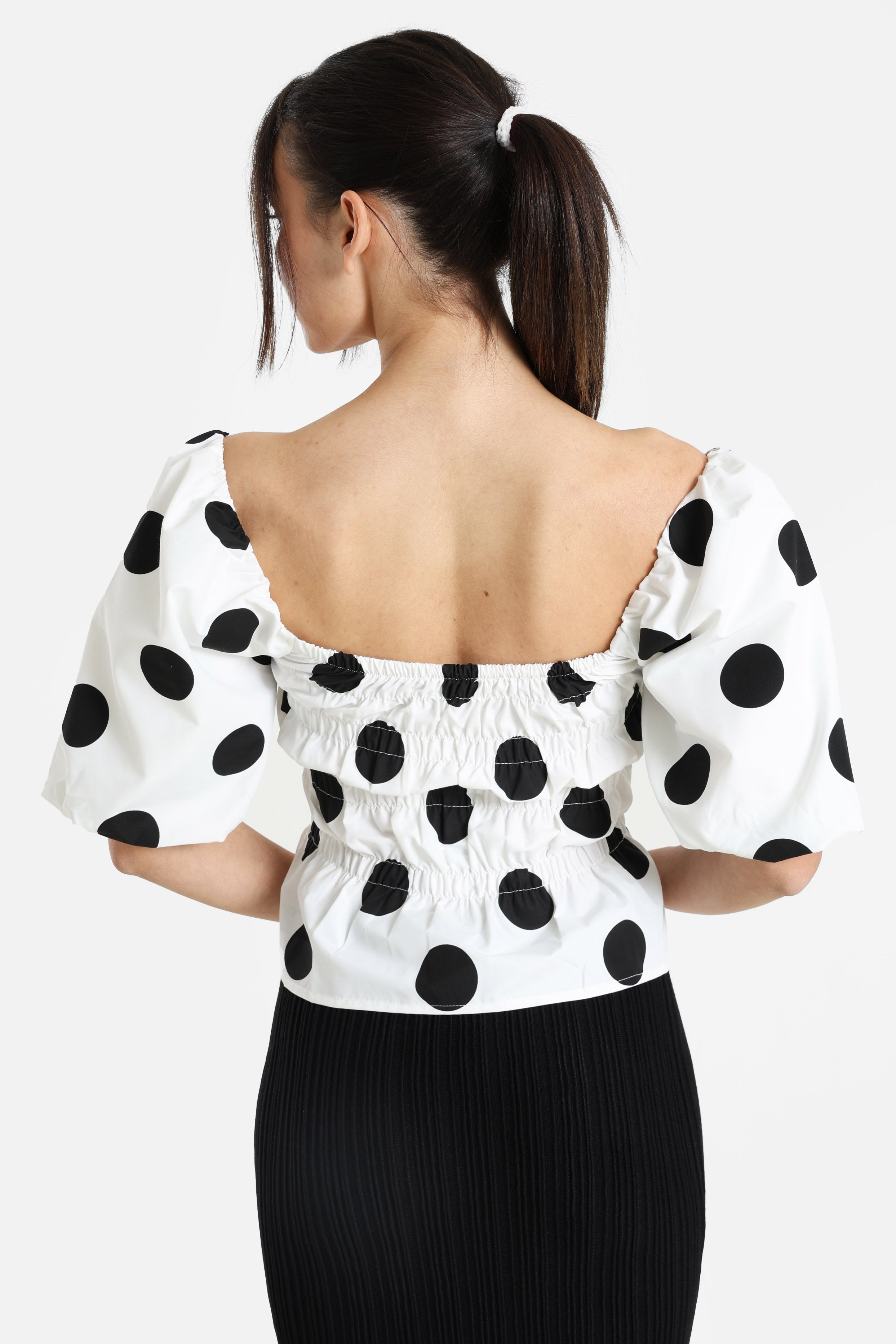 Blouse courte - Blanc + Noir