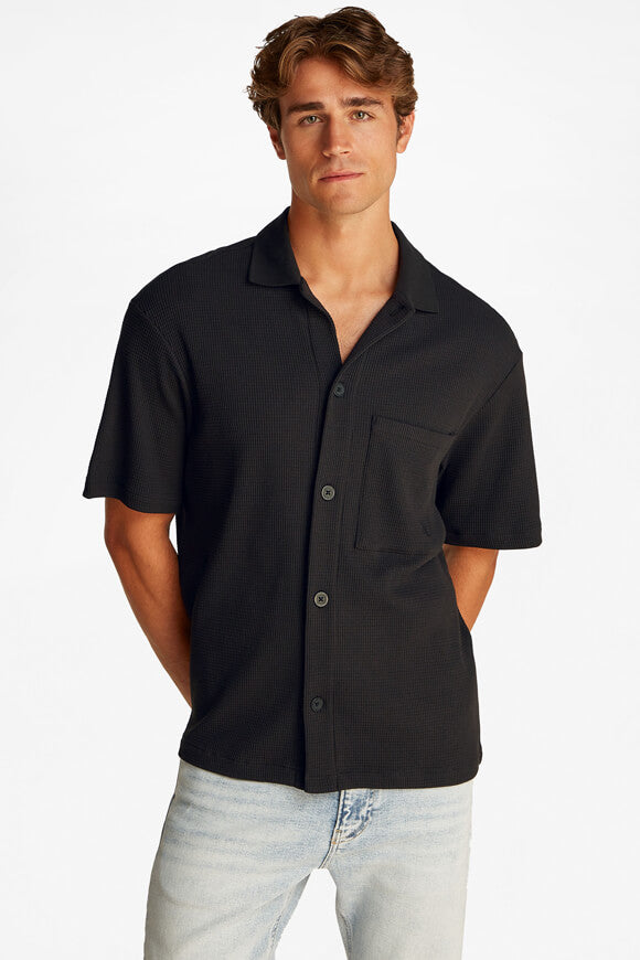 Camicia in tessuto goffrato - Black