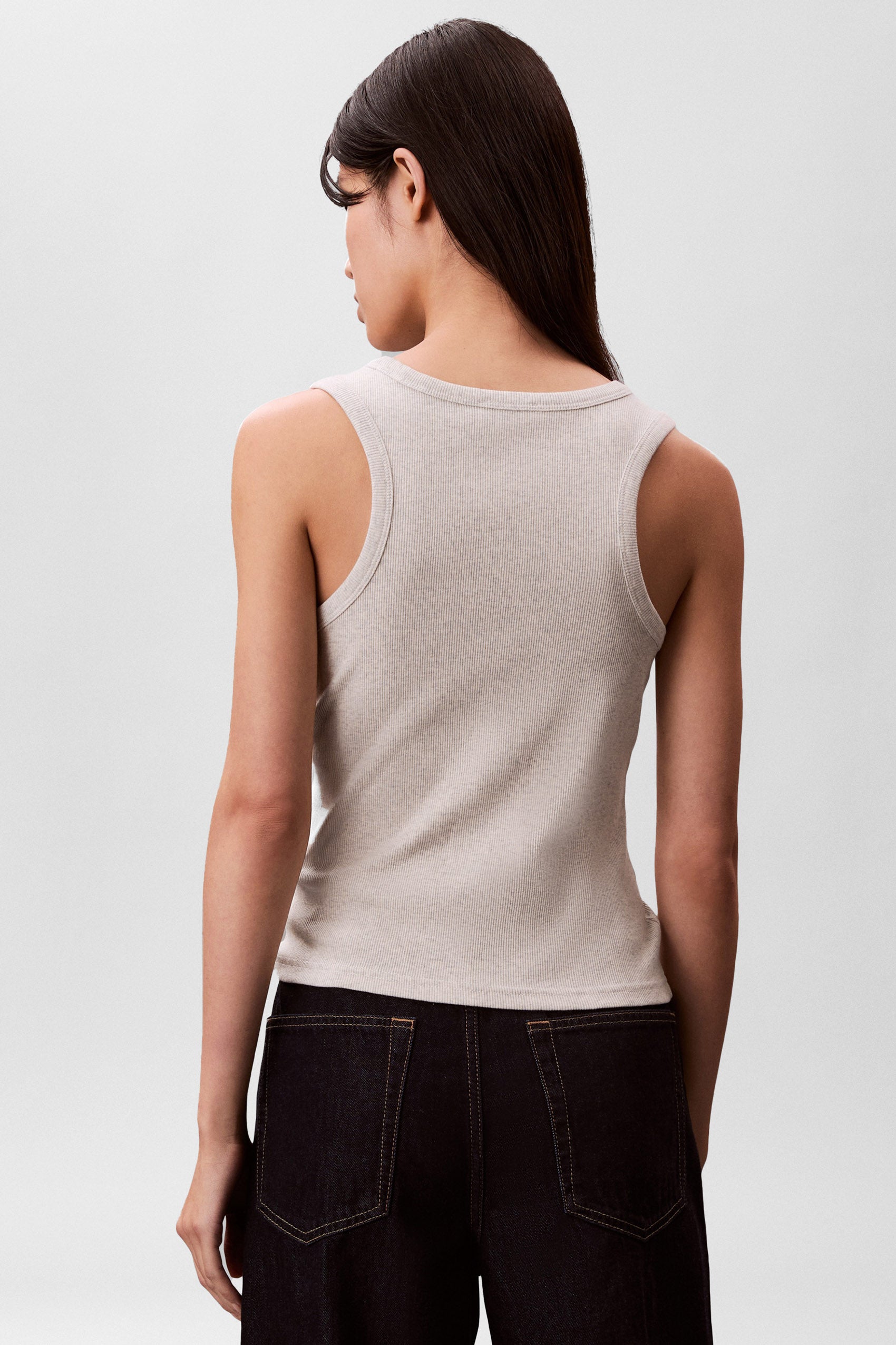 Geripptes Tanktop - Light Grey Heather