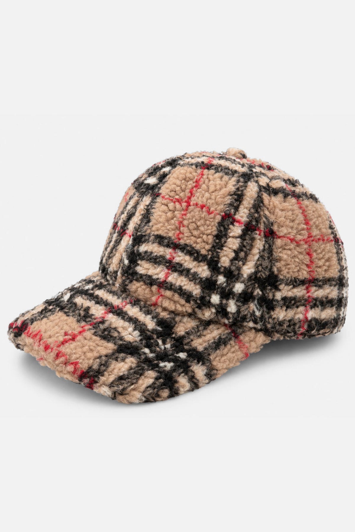 Teddy-Scratchback Cap - Beige + Black