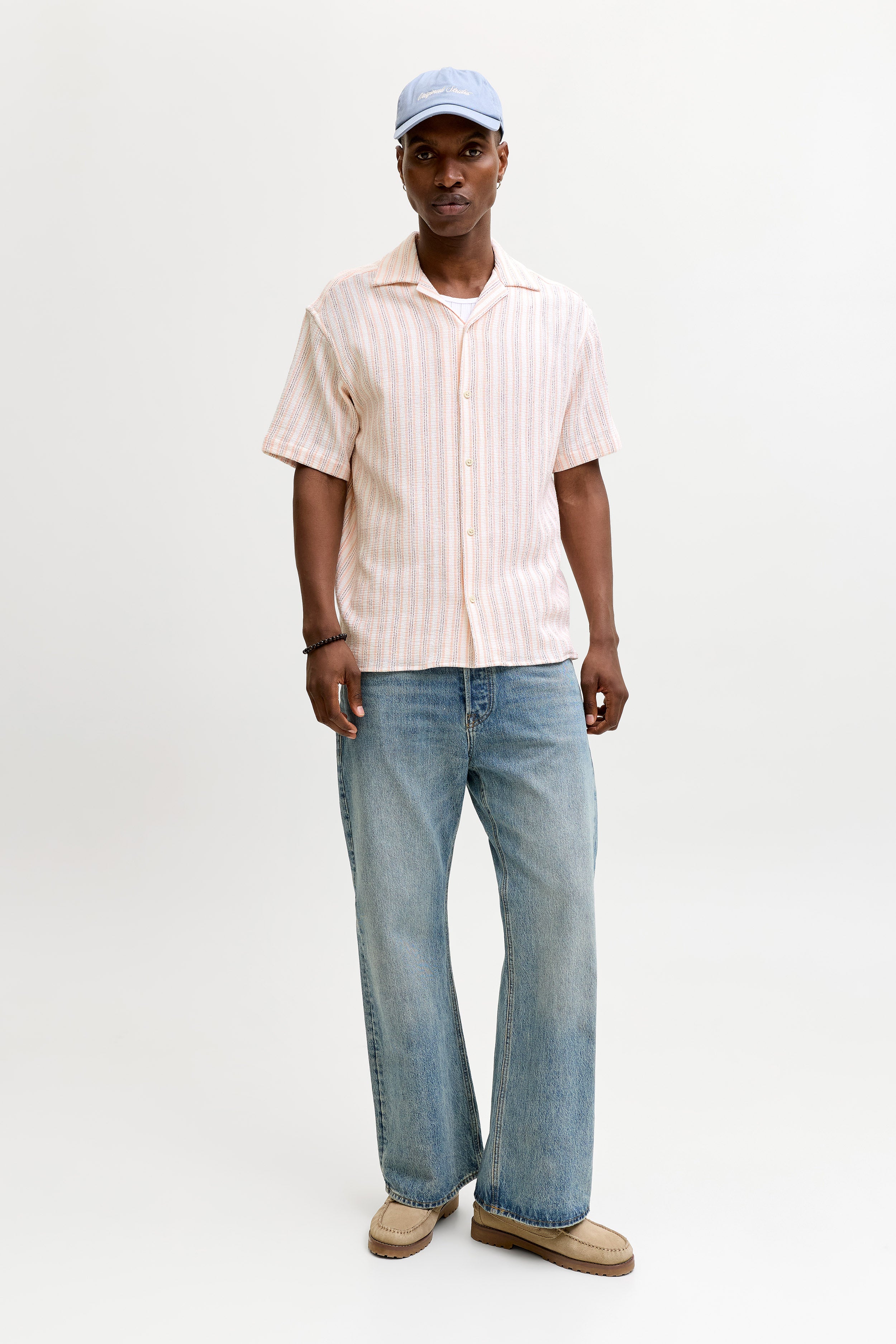 JORCOBA Strukturiertes Oversize Hemd - Peach Melba