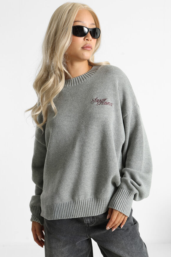 Oversized knitted sweater - mottled gray
