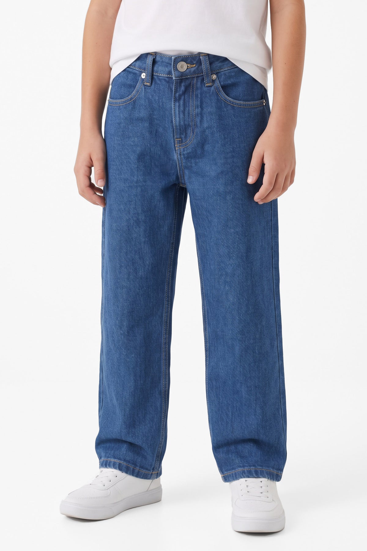 Loose Fit Jeans - Mid Indigo Washed