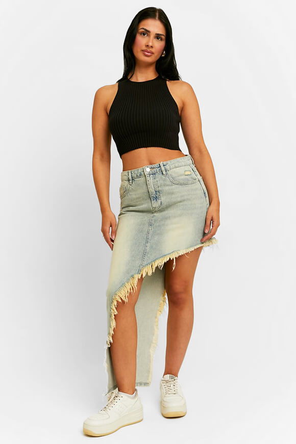 Asymmetric denim skirt - light blue washed