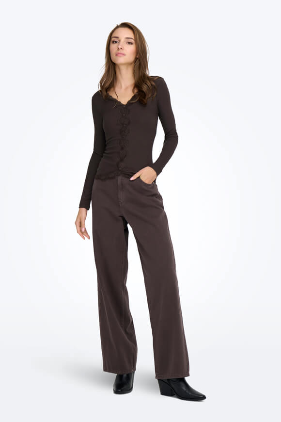 ONLENEA shirt côtelé manches longues - Black Coffee