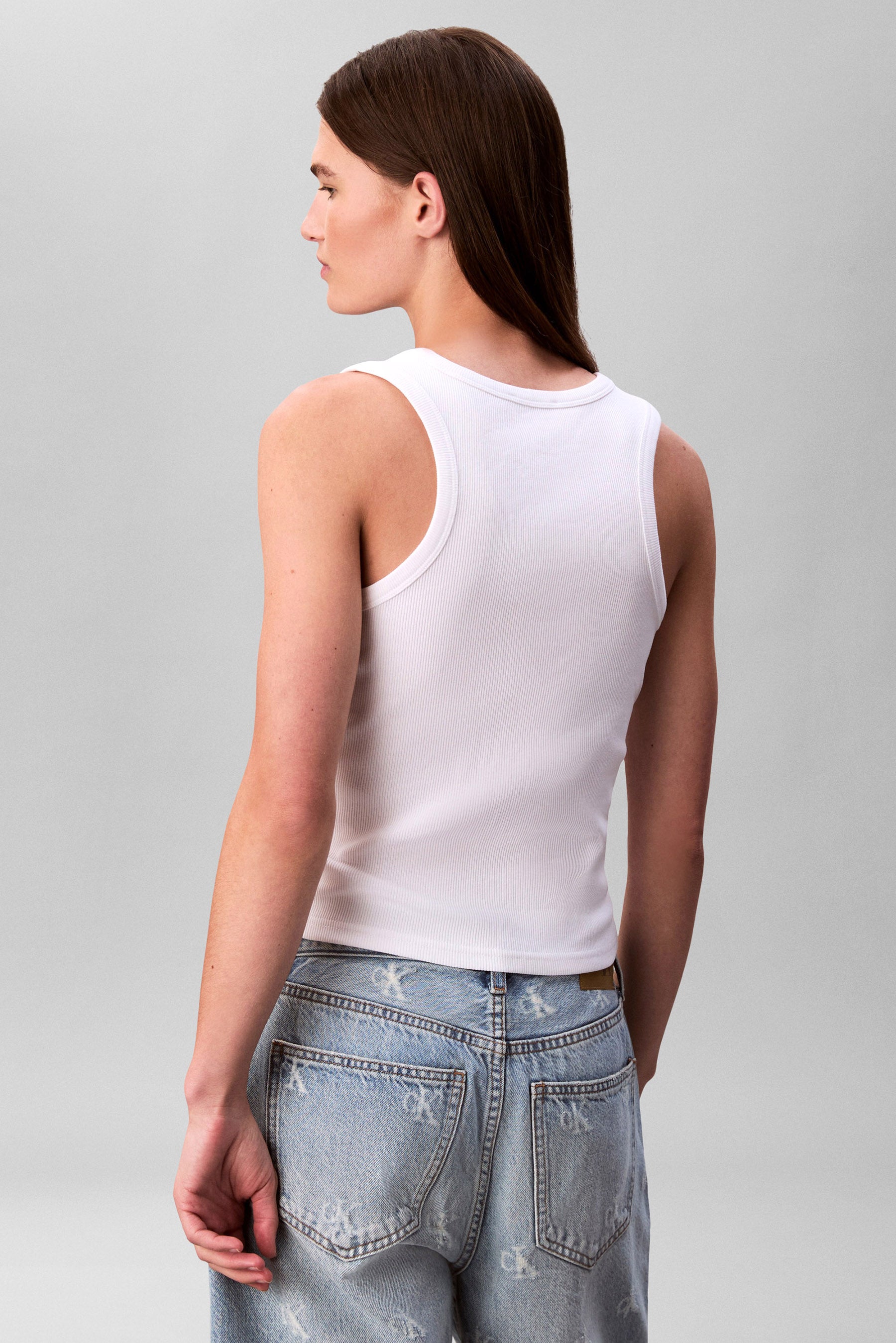 Geripptes Tanktop - Bright White