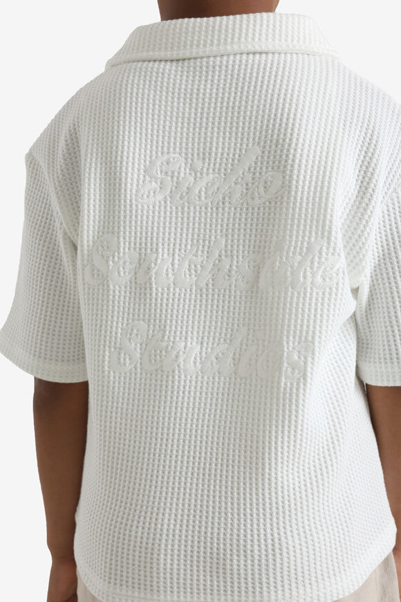 Polo con texture waffle - Offwhite